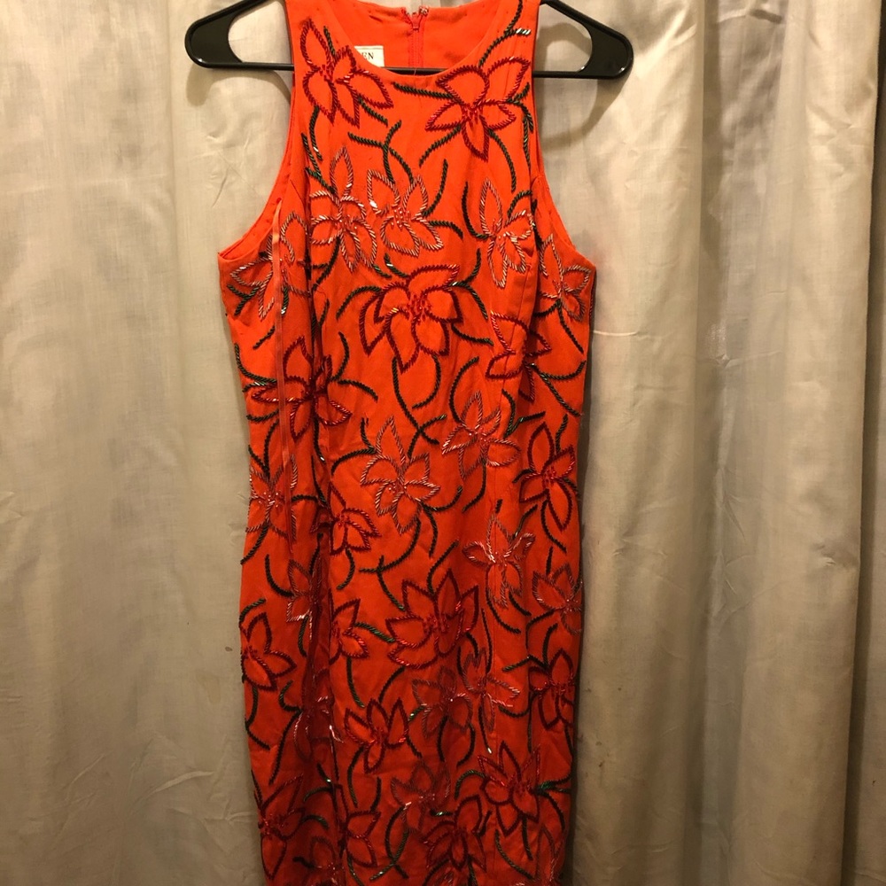 Carmen Marc Valvo Holiday Dress with Inlayed Sequins